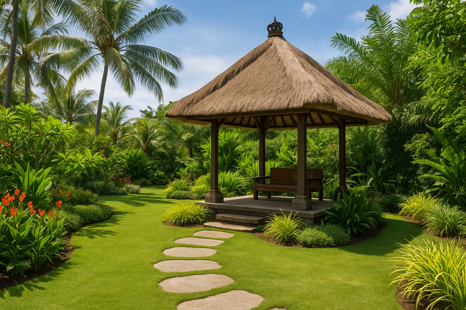 Bali hut landscaping