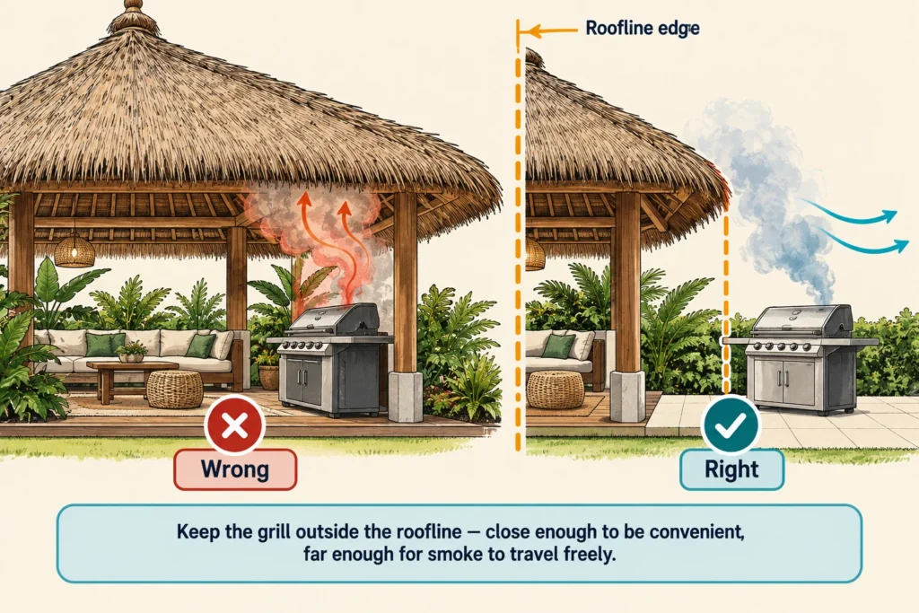 Keep the BBQ Outside the Bali Hut's Roofline